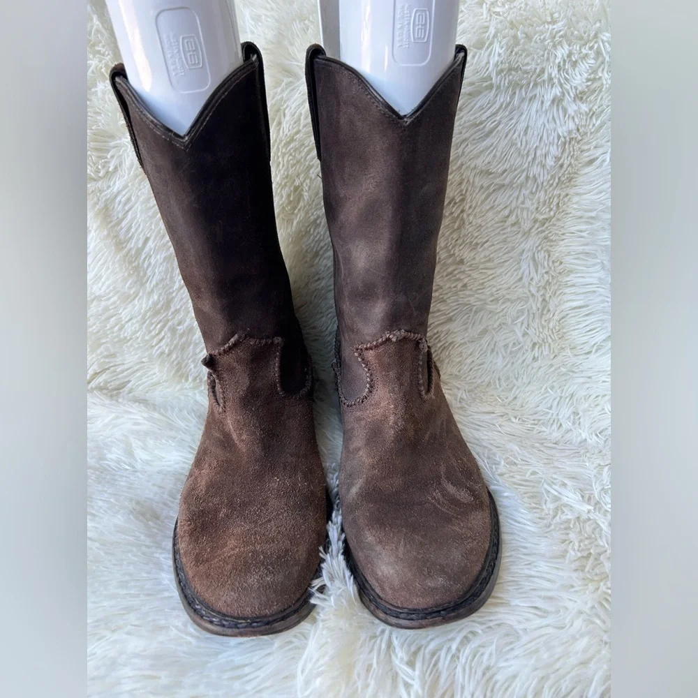 Frye Marco Roper boots in dark brown.